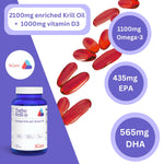 3Care Turbo Krill 60 softgels container illustrating the unflavored easy to swallow capsules.