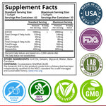 Authentic Purity Labs Antarctic Krill Oil with astaxanthin nutritional facts label.
