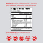 Close-up of non-GMO and gluten-free certifications on Dorado Nutrition Krill Oil bottle.