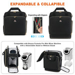 Black formula dispenser storage bag showing expandable bottom design