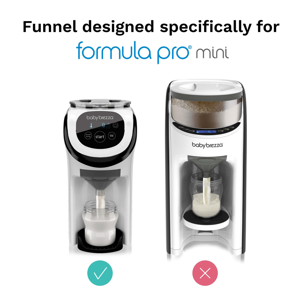 Grey plastic spare funnel and cover accessory kit for Formula Pro Mini baby bottle maker