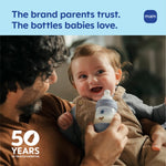 MAM travel baby formula dispenser being opened to show multi purpose snack and pacifier storage.