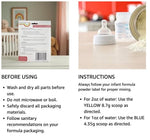 Packaging of the authentic Baby Scoops Co measuring item for infants and toddlers