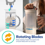 Dr. Talbot's clear plastic storage pitcher showing the easy-to-read ounce and milliliter measurement markings.