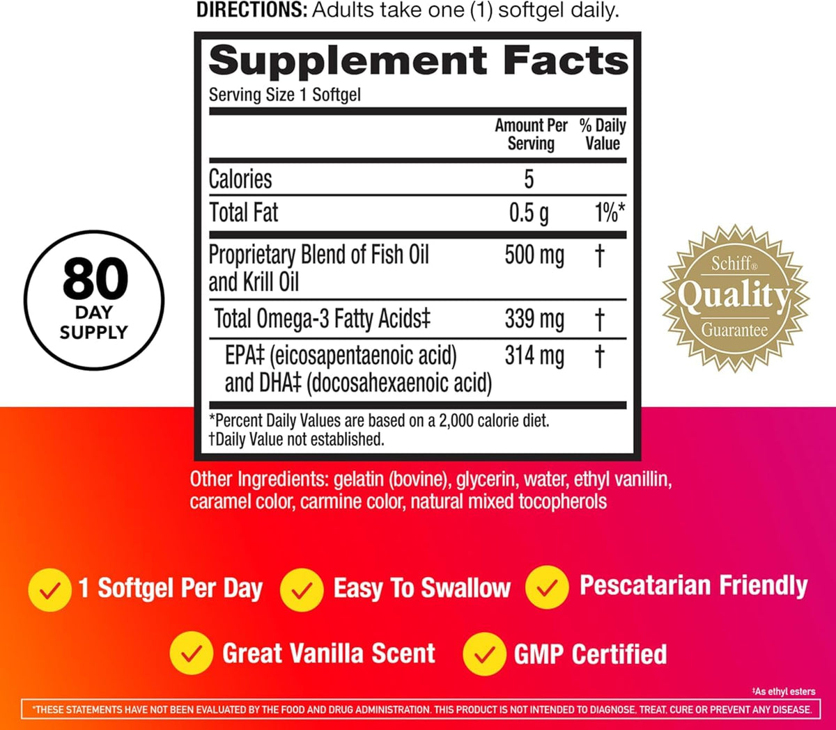 MegaRed Omega 3 and Antarctic Krill Oil formula close up view of the small easy to swallow 500mg dietary softgels
