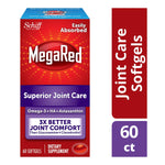 Schiff MegaRed three hundred fifty three milligrams omega three krill oil bottle showing supplement benefits.