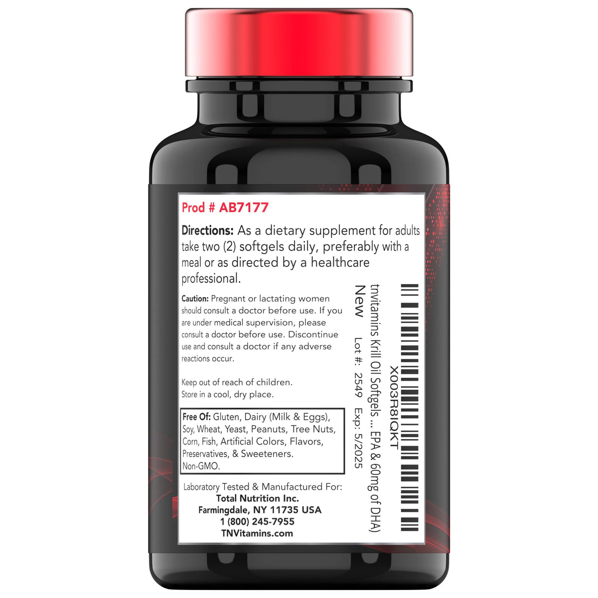 Premium red krill oil dietary supplement capsules for high absorption omega three essential fatty acids
