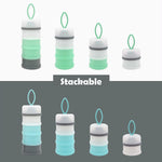 LADISO BPA free non spill formula dispenser packed inside a compact diaper bag for travel convenience.