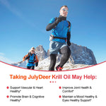 Back panel label of JulyDeer 1000 Milligrams krill oil supplement bottle.