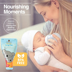 Kiddieware leak proof travel pouch pouring formula powder easily into a baby bottle