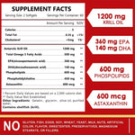 Antioxidant rich antarctic krill oil dietary supplement bottle layout