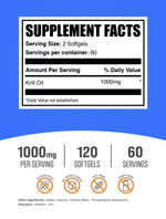 BulkSupplements Antarctic Krill Oil 1000mg packaging showcasing premium EPA and DHA ingredients for heart health.