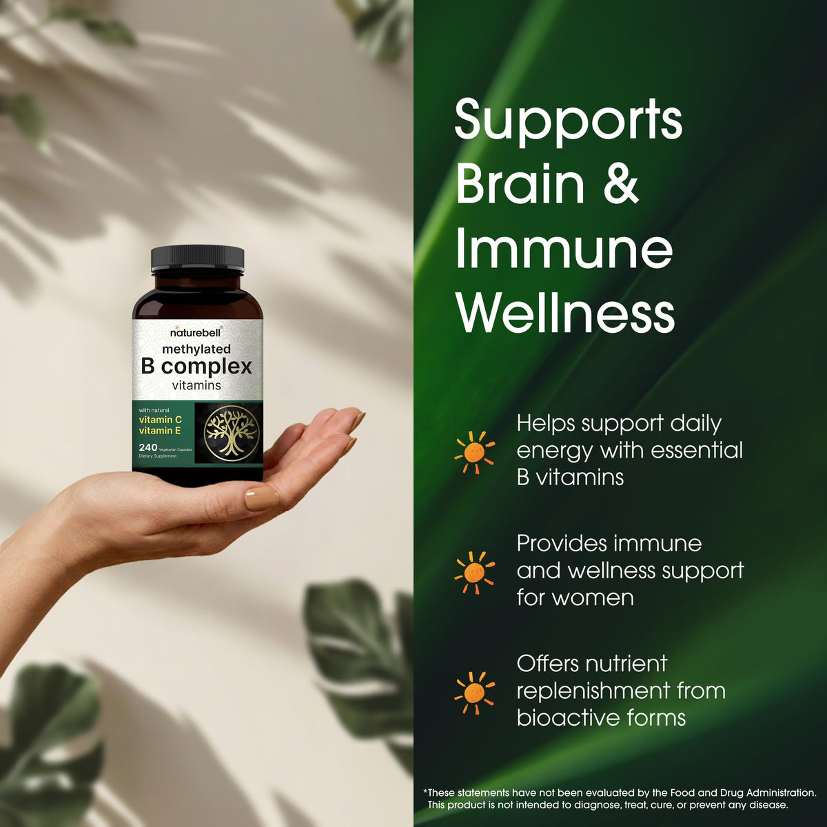 NatureBell imported high bioavailability energy and immune support supplement capsules.