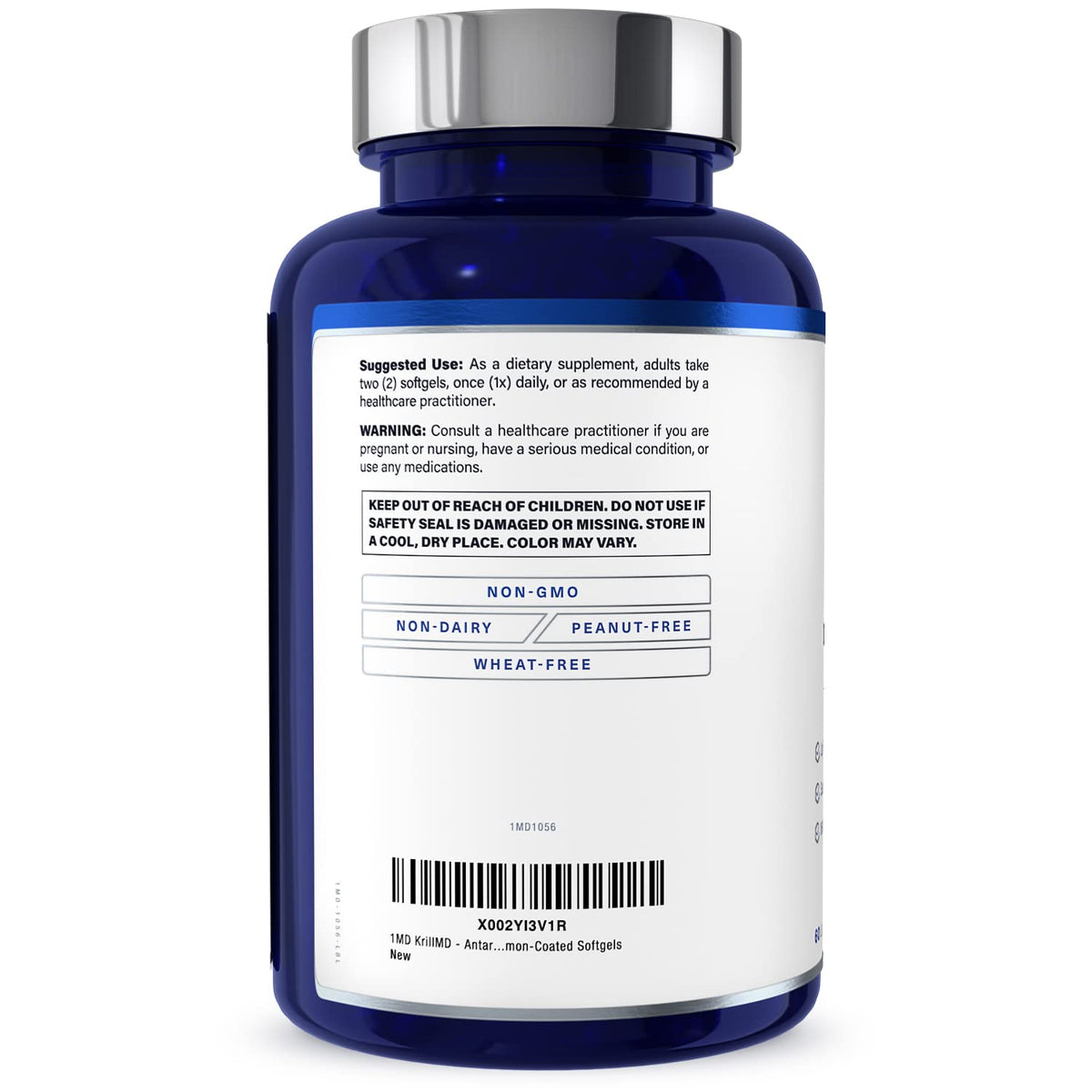 Antarctic krill oil dietary supplement bottle for brain health and memory boost