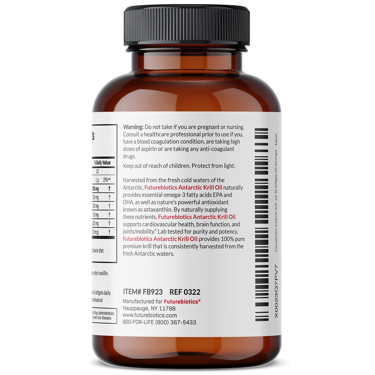 Authentic Futurebiotics Antarctic Krill Oil bottle sourced from the USA for Indian consumers.
