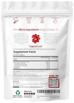 Micro Ingredients premium krill and fish oil supplement nutritional facts and EPA DHA dosage breakdown.