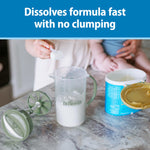 Dr. Brown's infant formula mixer with the unique blade assembly pulled out to display the anti-clumping mechanism.