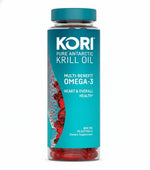 Back label of pure Antarctic krill oil supplement explaining superior absorption versus fish oil