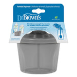Compact Dr. Brown's milk powder storage container placed next to a baby diaper bag