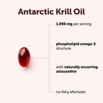 Premium Antarctic krill oil omega 3 softgels containing natural astaxanthin