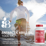 Authentic Bronson krill oil with astaxanthin bottle showcasing non GMO labels