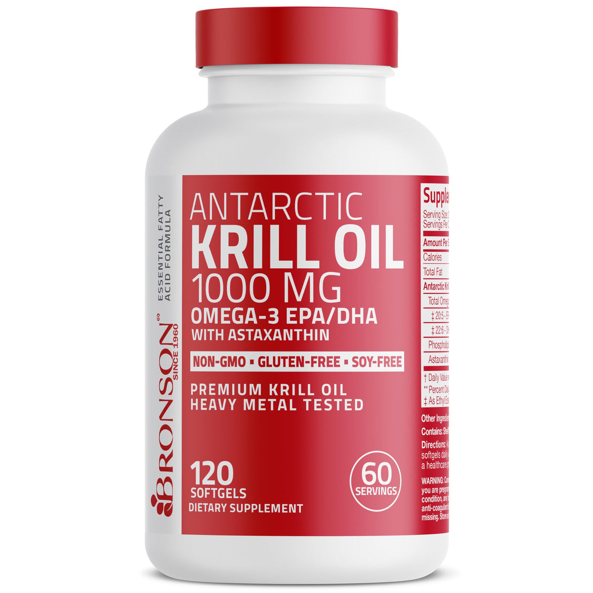 Bronson 1000 milligrams krill oil supplement for brain and heart wellness