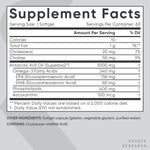 Close up view of the easy to swallow non GMO liquid softgels containing pure Antarctic krill oil.