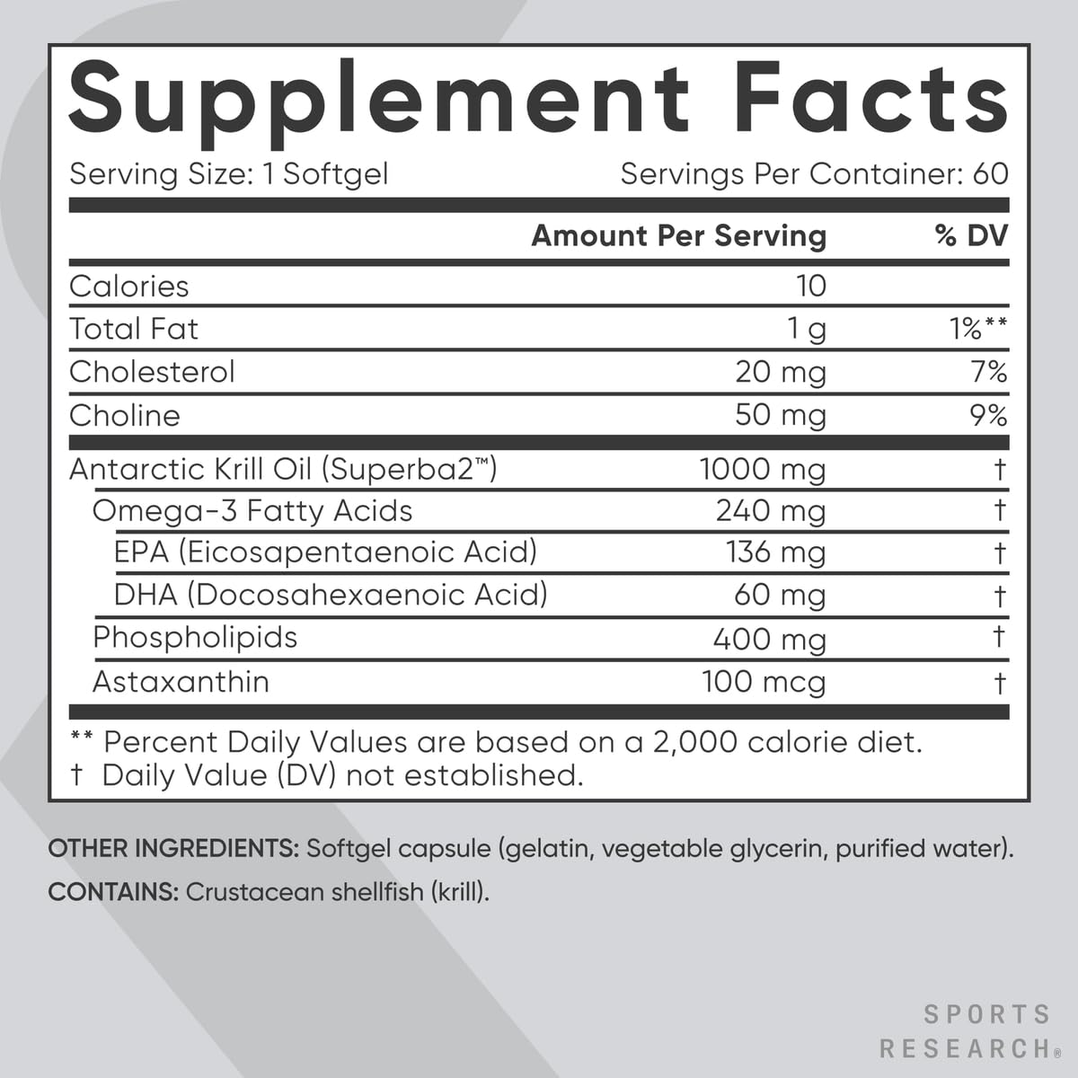 Close up view of the easy to swallow non GMO liquid softgels containing pure Antarctic krill oil.