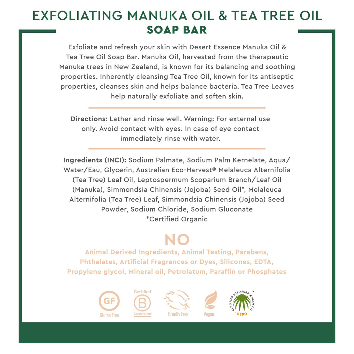 Side view of Desert Essence Manuka and Tea Tree soap bar