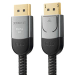Angle view of the Zeskit Maya premium silver audio video cable demonstrating its flexibility and strong strain relief boot.
