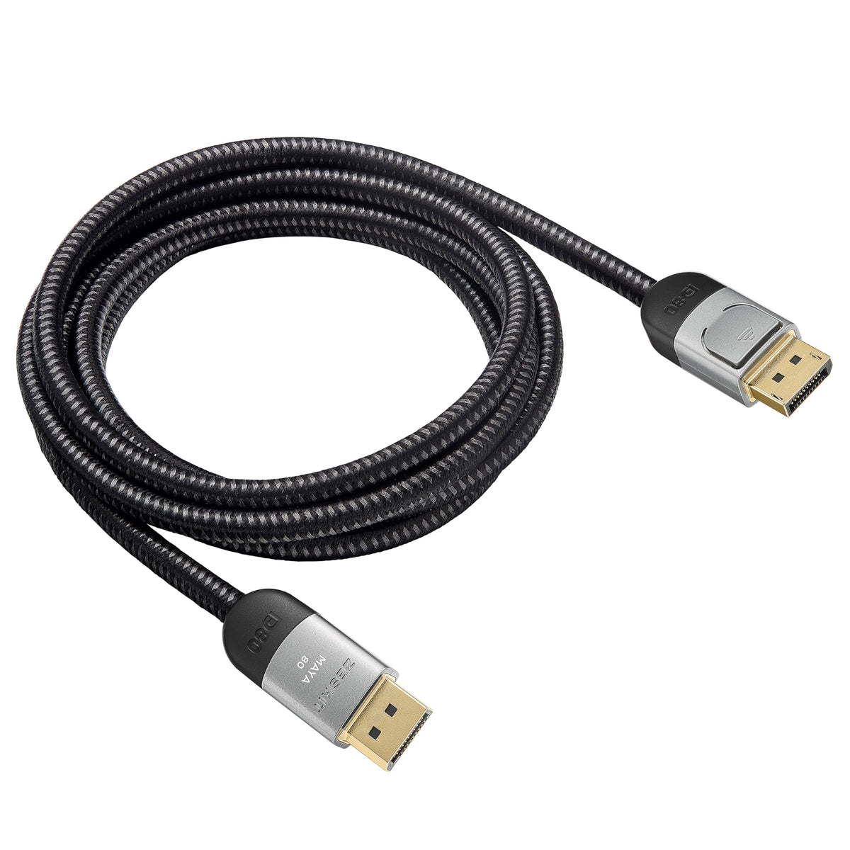 Side profile of the Zeskit Maya 16K ultra high definition display cord connector emphasizing the seamless build quality.