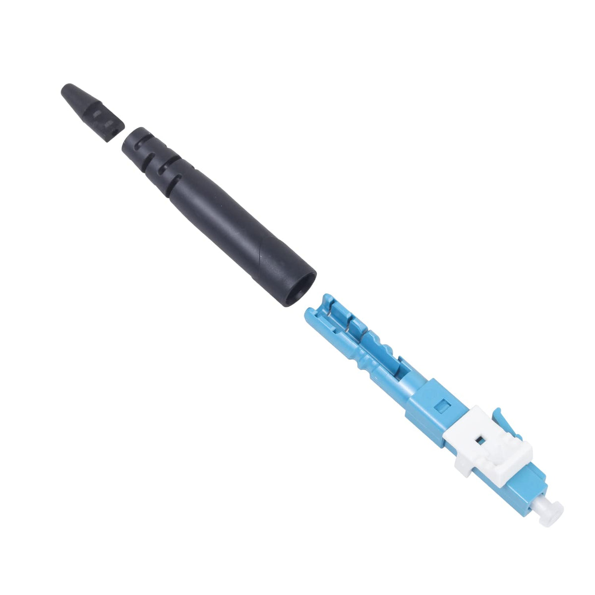 Duogalia fiber optic connector kit contents including blue jig