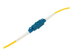 Top view of LC to LC duplex fiber optic coupler