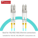 Close up of RamboCables LC duplex connector heads
