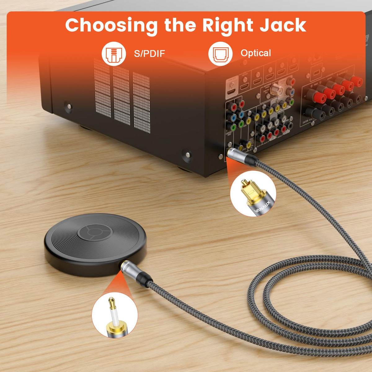 Vanaux fiber optic cable showing durable nylon braided jacket