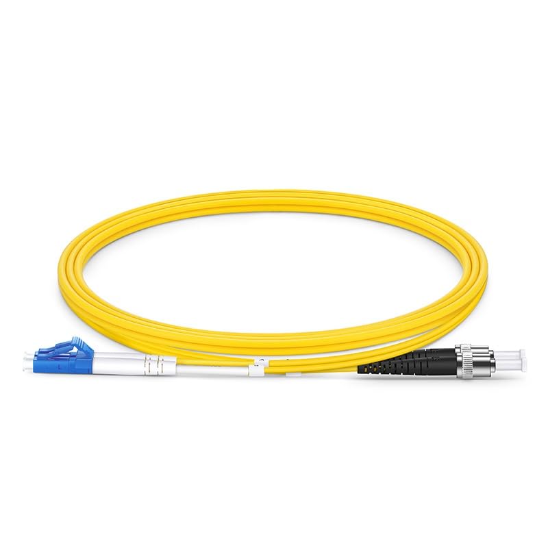 Full length shot of yellow fiber optic patch cord