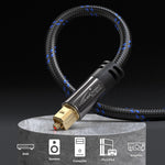 Close up of KabelDirekt gold plated TOSLINK connector