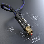 Side view of KabelDirekt TOSLINK male to male connectors