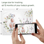 Detailed view of floral milestone blanket growth chart