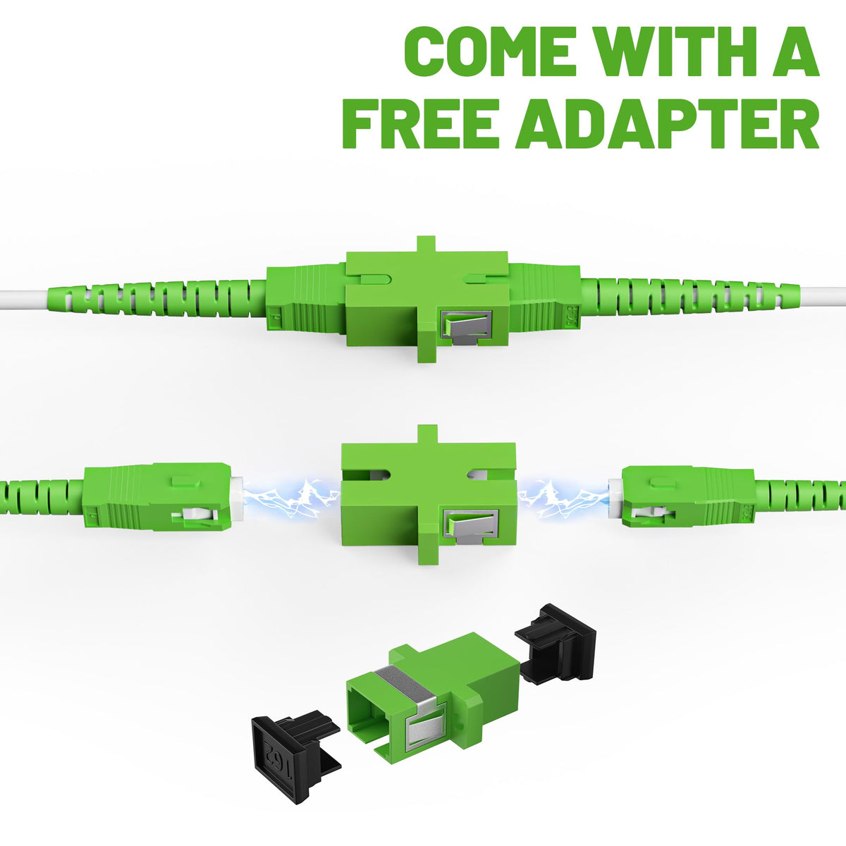 Mygatti fiber optic patch cable with included extender coupler