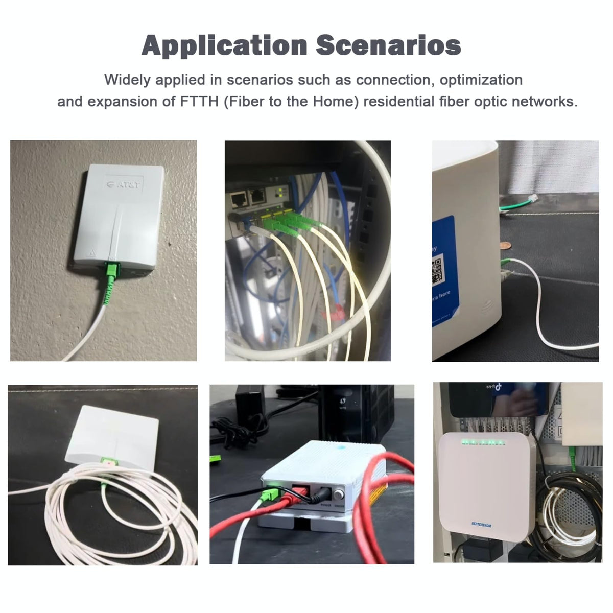 Close up of SC/APC to SC/APC green fiber optic connector