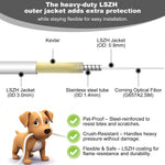 White LSZH protective jacket detail on armored fiber cable