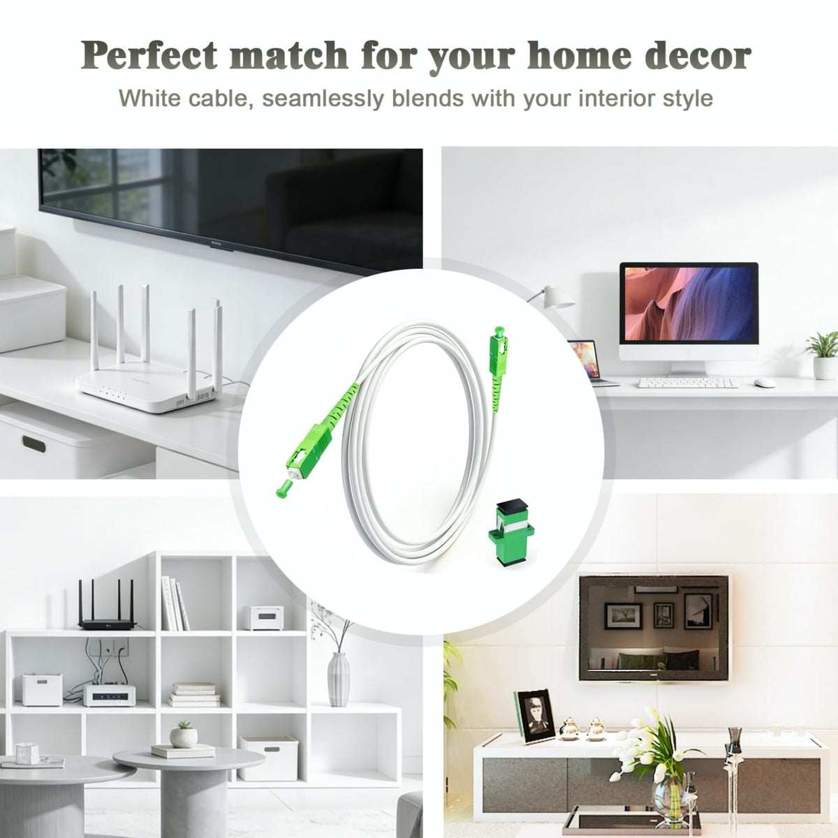 Full length view of 10FT fiber optic patch cord for internet