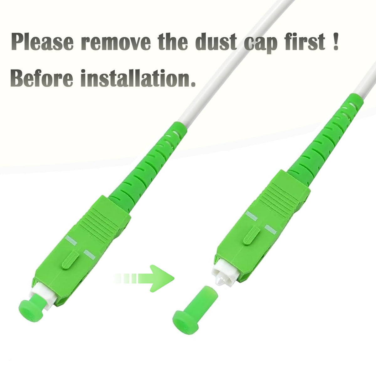 Fiber optic cable connected to modem for high speed internet