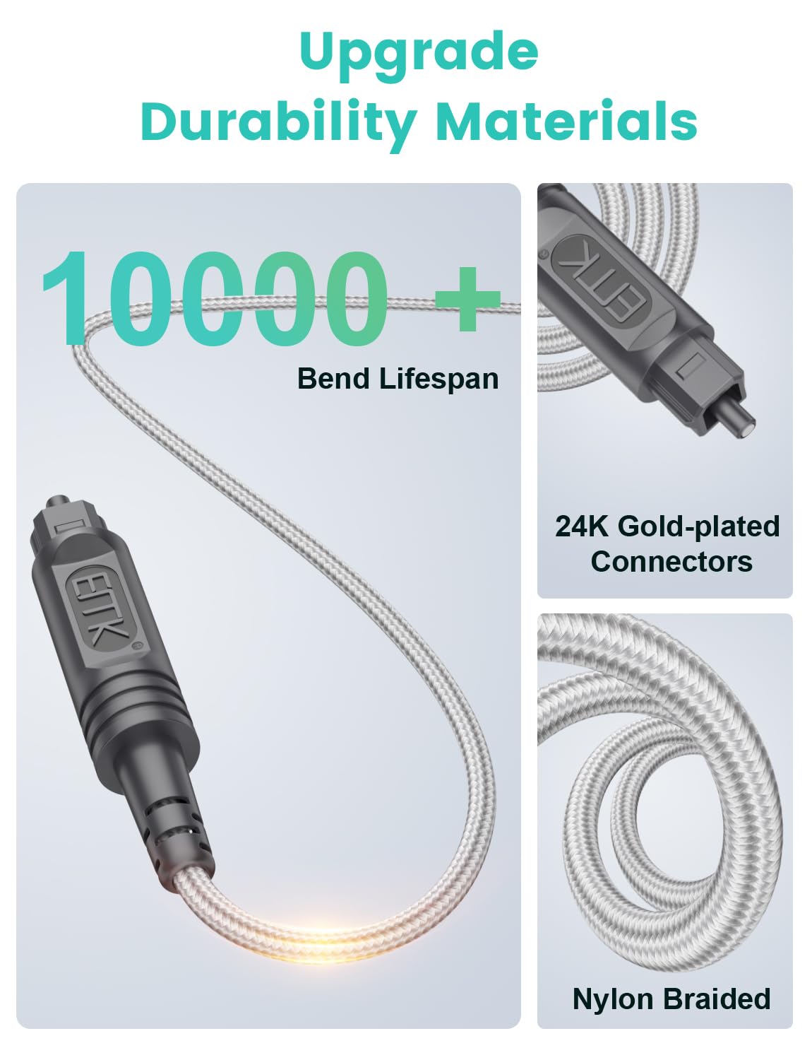 Side profile of EMK digital audio cable showing flexible jacket
