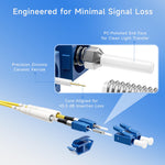 Cable Matters fiber optic patch cable showing connector strain relief