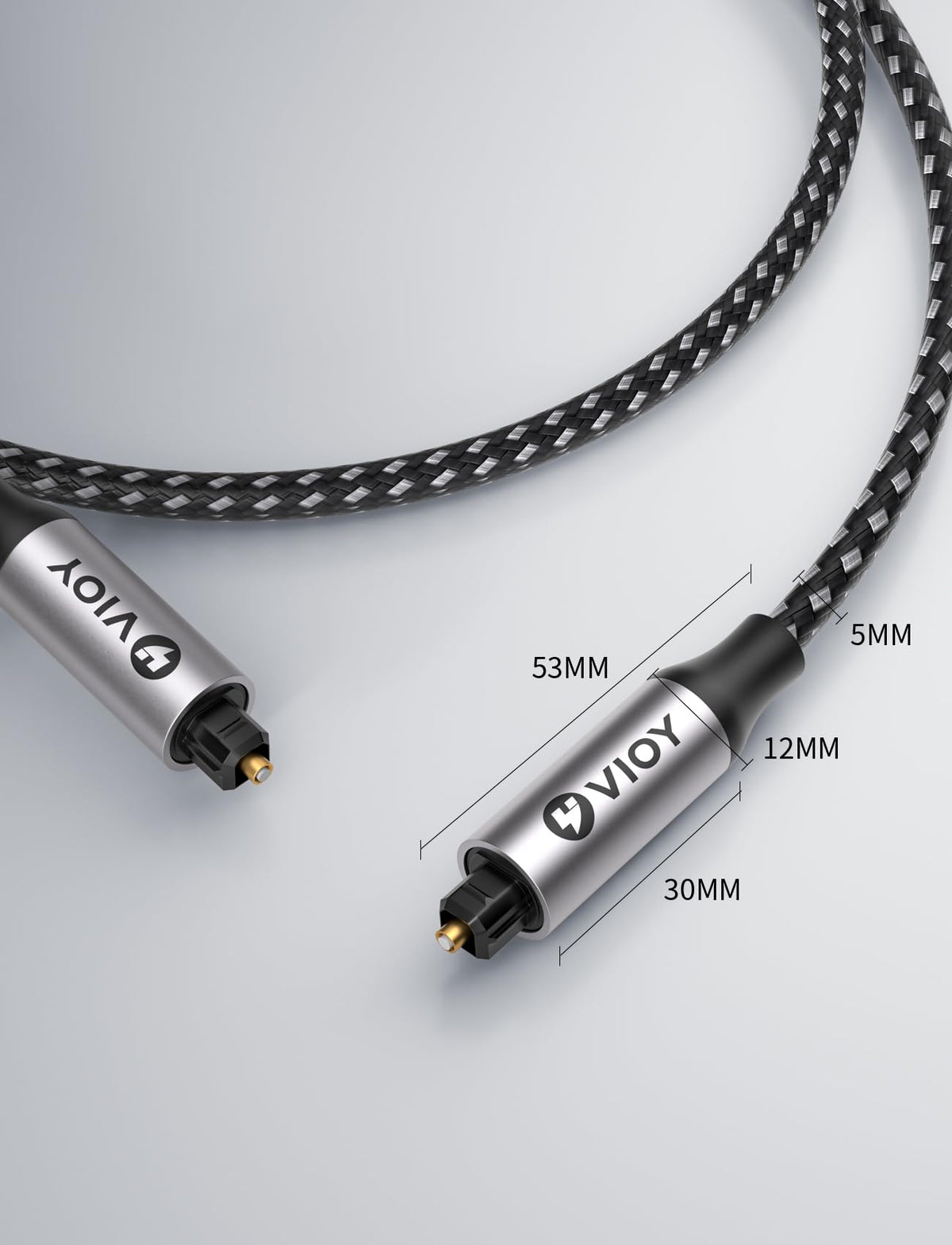 Vioy optical audio cable set with protective caps