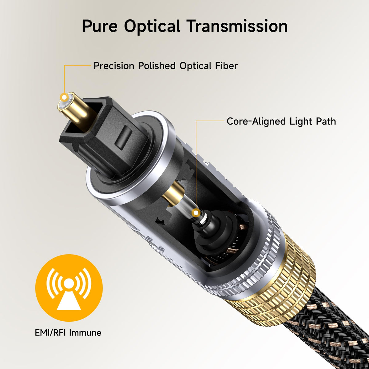 Cable Matters 6 foot optical cable connected to soundbar