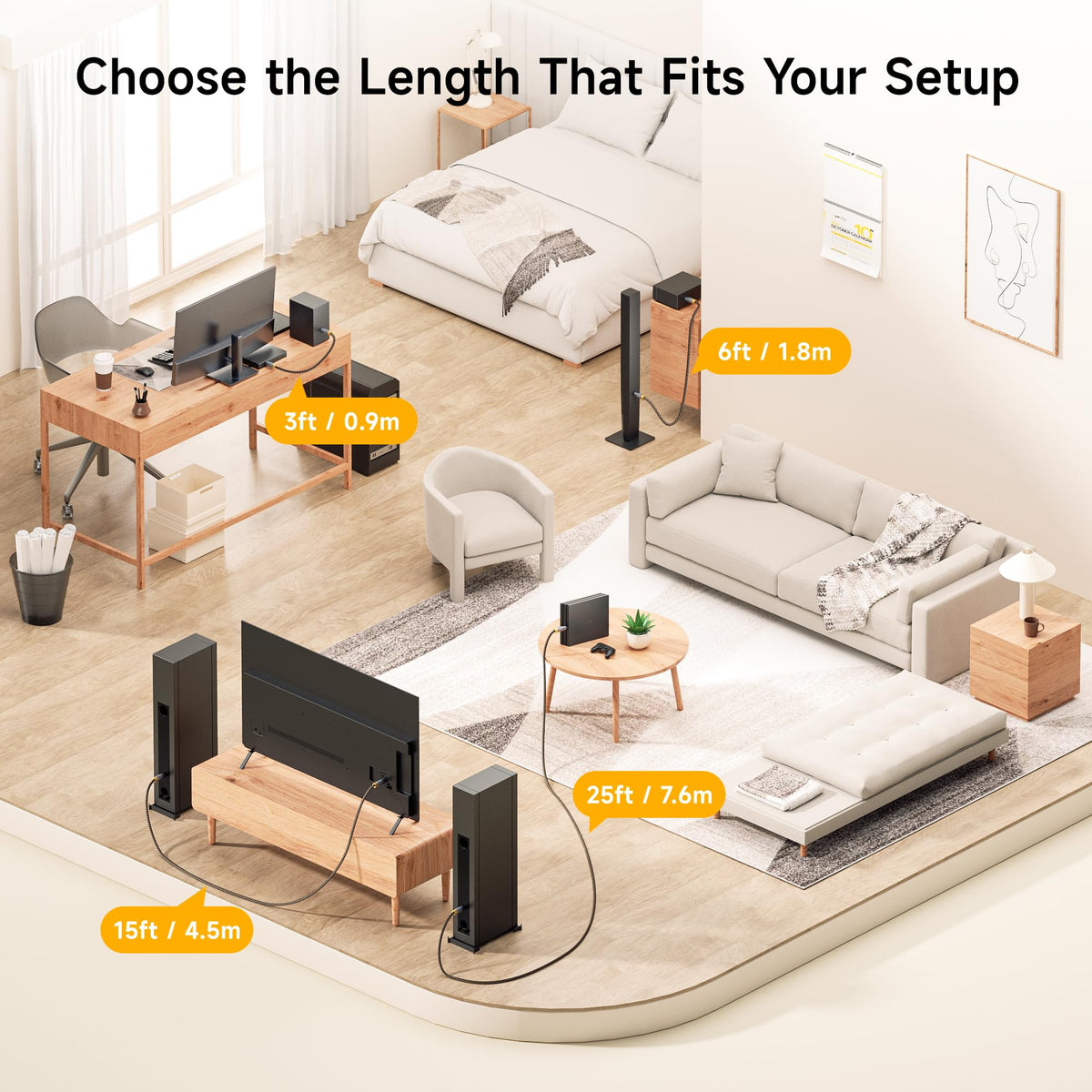 High fidelity audio setup with Cable Matters optical cable