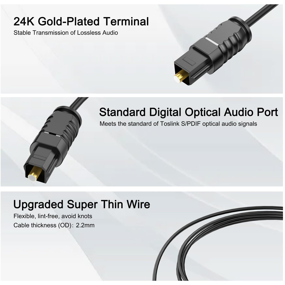DteeDck gold plated toslink connector closeup